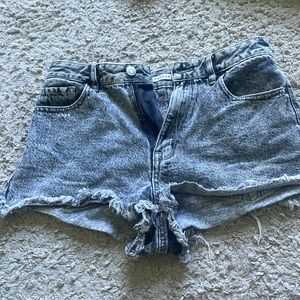 PacSun grey high rise festival jean shorts